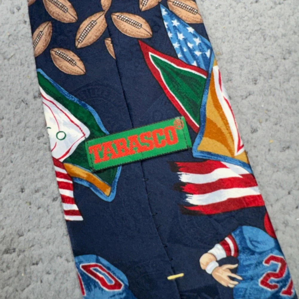 Tabasco Brand Silk Necktie Football Americana Advertising McIlhenny USA Novelty